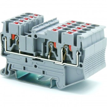 Клемма проходная DKC, зажим push-in, 3 точки подключения, 2.5 кв.мм, серая Клемма проходная DKC, зажим push-in, 3 точки подключения, 2.5 кв.мм, серая