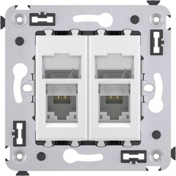 Компьютерная розетка RJ-45 DKC "AVANTI" в стену, кат.5e двойная "Белое облако"