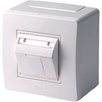 Коробка в сборе с 2 розетками RJ45 DKC BRAVA кат.5е (телефон / компьютер), белая