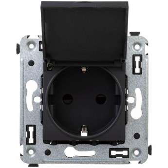 Розетка DKC AVANTI СП, 16А 2P+E, черный матовый, 2 модуля