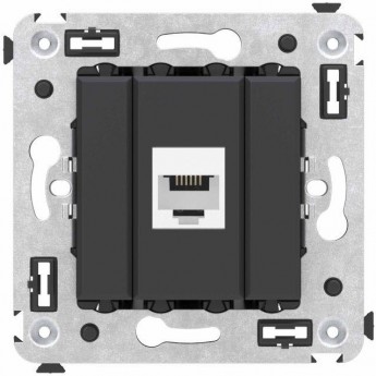Розетка телефонная DKC AVANTI СП RJ12, черный матовый, без шторок