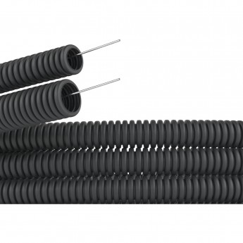 Труба DKC ПНД гибкая гофрированная д.32мм, лёгкая с протяжкой, 25м, чёрный