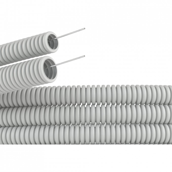 Труба DKC ПВХ гибкая гофрированная д.16мм, лёгкая с протяжкой, 50м, серый 9191650