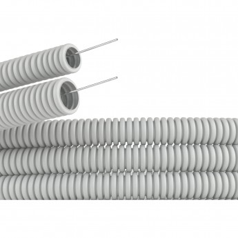 Труба DKC ПВХ гибкая гофрированная д.20мм, тяжёлая с протяжкой, 100м, серый